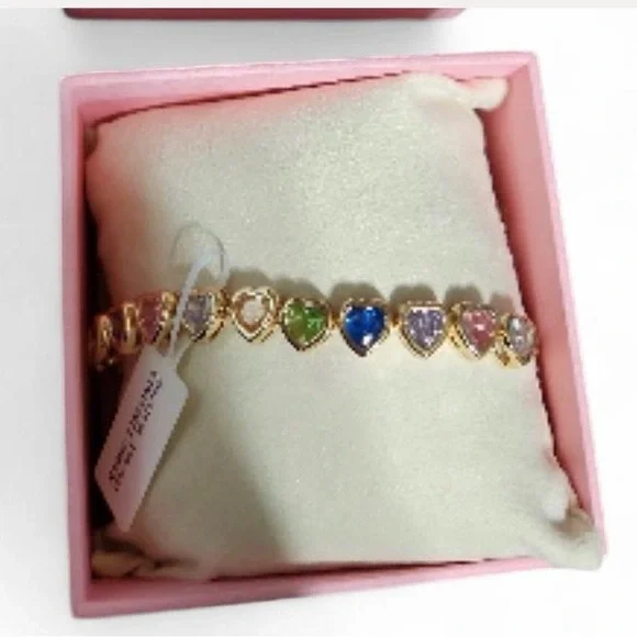 Piper K Gold Heart Bracelet with Multicolor Cubic Zirconia Stones - Picture 2 of 6